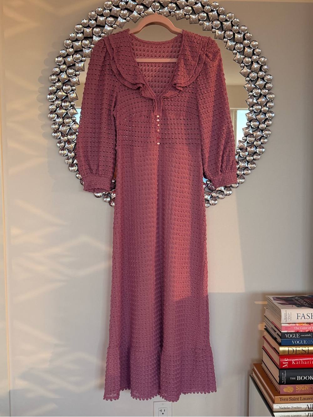 Women's Lilac  Long Sleeve Maxi Dress with Ruffle Collar